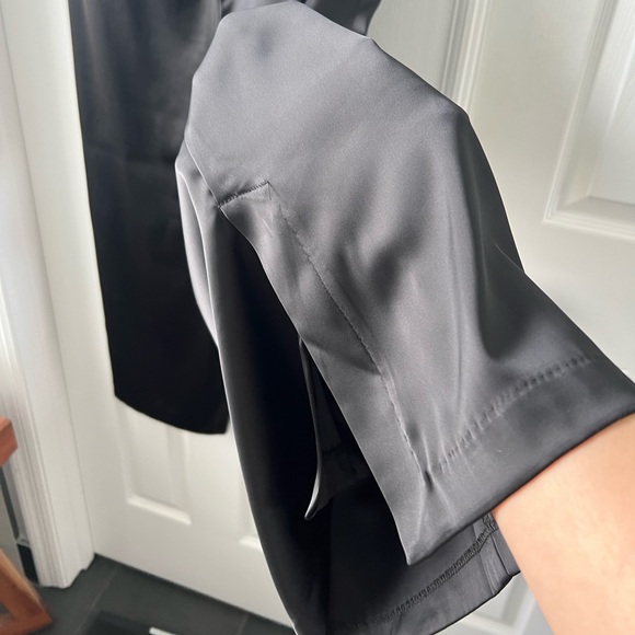 Wide Leg Satin Ankle Pants, Black, Size M - Picture 6 of 9